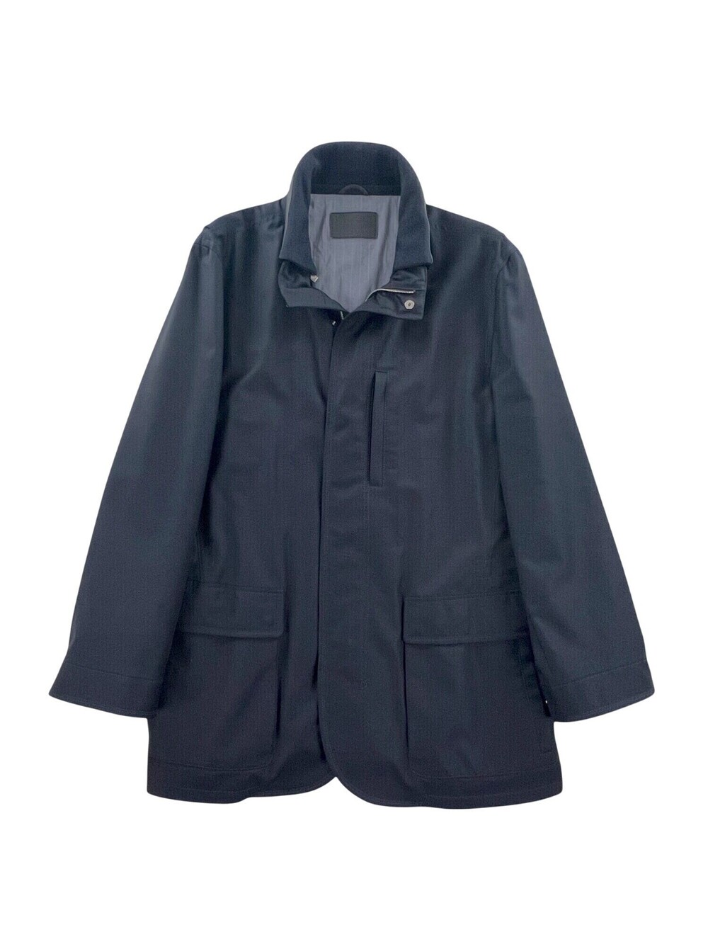 MINT Ermenegildo Zegna Elements Navy Blue Jacket w/ Leather Trim 56 / XXL